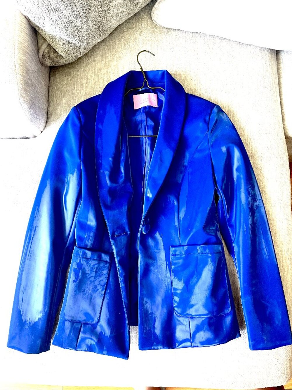 Azalea Wang Cobalt Blue Wet Blazer Jacket Size S